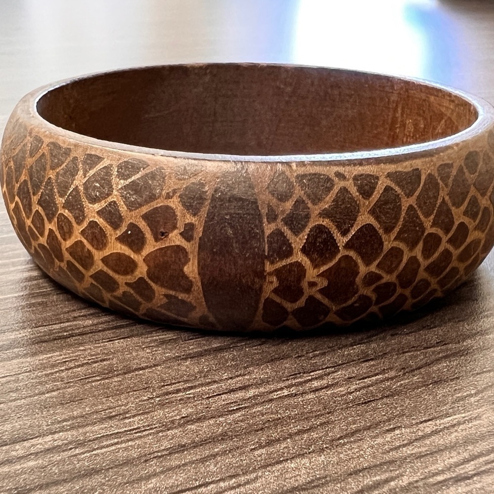 Animal Print Wood Bangle Bracelet